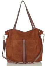 Zdjęcie Włoski brązowy zamszowy shopper SKÓRA - Dąbrowa Białostocka