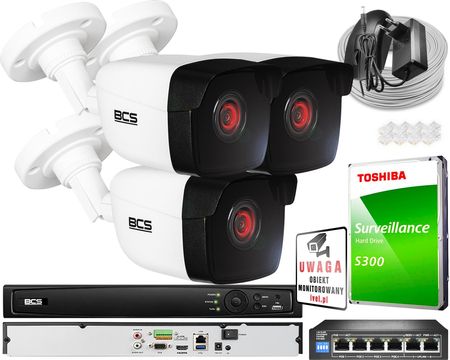 Bcs View Oferta Monitoringu 3X Kamera 5 Mpx Bcs-V-Tip15Fwr3 Ir 30M Funkcje Inteligentne (ZM25233)