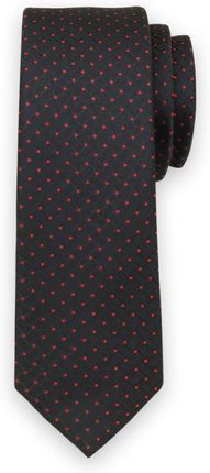 Wąski czarny krawat w czerwone kropki