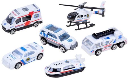 Zestaw autek Jokomisiada resoraki pogotowie metalowe auta 6 sztuk samochody zabawka dla dzieci 3+ ZA3505 POG JK0258