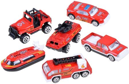 Zestaw autek Jokomisiada resoraki straż metalowe auta 6 sztuk samochody zabawka dla dzieci 3+ ZA3505 STR JK0259