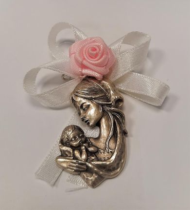 Medalik do wóżka z Matką Boską różowy