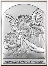 Srebrny Obrazek Anioł Stróż na chrzest | Rozmiar: 9x13 cm | SKU: BC6669S/2X