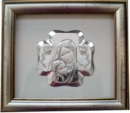 Obrazek Matka Boska z Dzieciątkiem w ramce za szkłem | Rozmiar: 15x17 cm | SKU: BC6289/2G