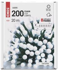 Zdjęcie D5Ac07 Lampki Choinkowe 200 Led Cherry 20M Zimna Biel, Zielony Przewód, 8 Programów, Ip44 Emos 9627 - Kostrzyn