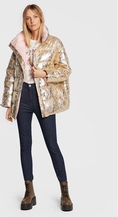 Pinko Kurtka puchowa Brunella 1G17Z5 A03G Złoty Relaxed Fit - zdjęcie 2