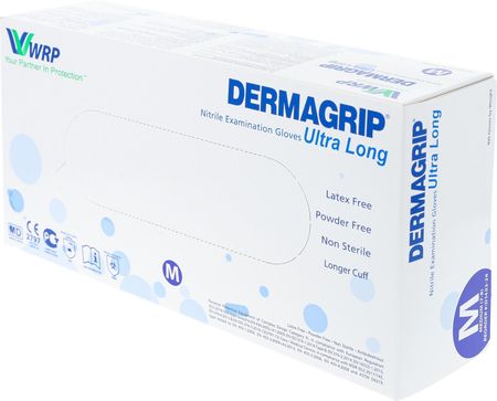 Zarys Dermagrip Ultra Long Rękawice Nitrylowe M 100szt. Rękawiczki Diagnostyczne Medyczne Długie Bezpudrowe