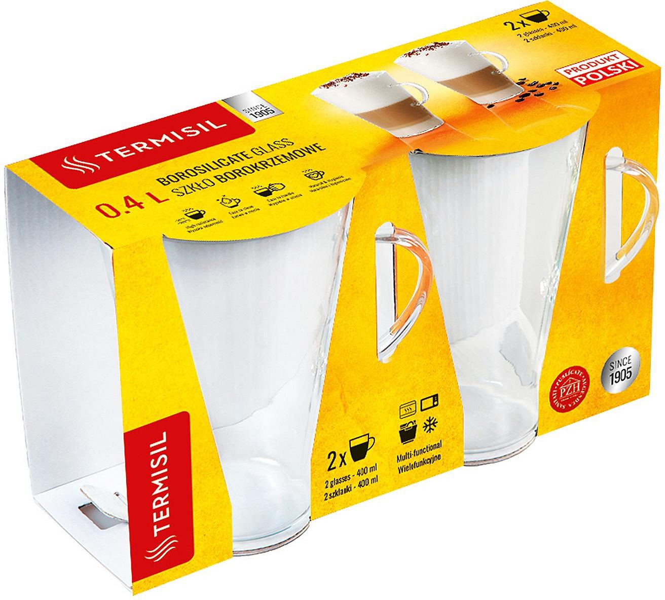 latte様2 Termisil Komplet 2 Szklanek Żaroodpornych Latte 0,4L