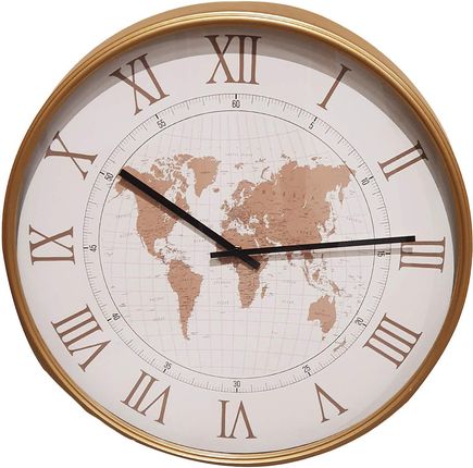 Tajemniczy Ogród Zegar Ścienny Metalowy 60cm Mapa Świata Biały