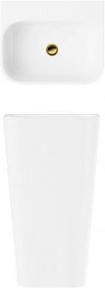 Corsan - Umywalka wolnostojąca akrylowa 50x40x89 cm biała z syfonem i korkiem klik-klak złotym MU5040