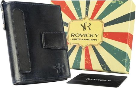 Skórzany portfel w stylu retro Rovicky Granatowy