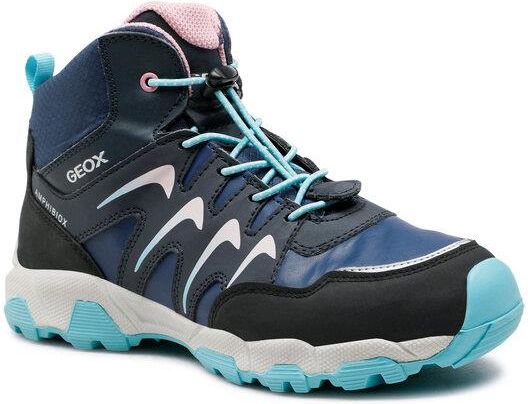Geox Fille J Magnetar G. B ABX, Bleu Marine Violet, 28 EU