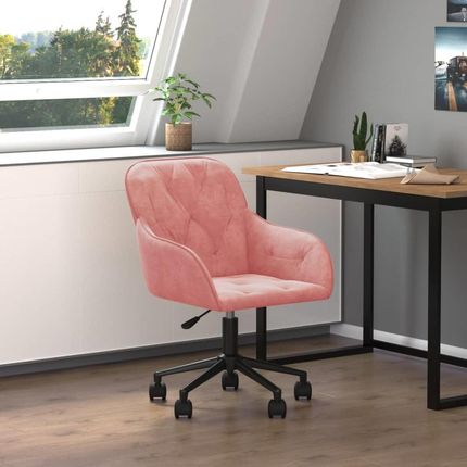 Vidaxl Obrotowe Krzesło Biurowe Różowe Tapicerowane Aksamitem