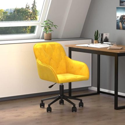 Vidaxl Obrotowe Krzesło Biurowe Żółte Tapicerowane Aksamitem