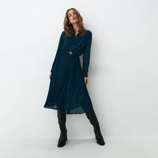 Mohito - Koszulowa sukienka midi z plisowanym dołem - Turkusowy - Ceny i  opinie 