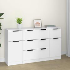 Vidaxl 3 Częściowa Komoda Biała Materiał Drewnopochodny 3115820
