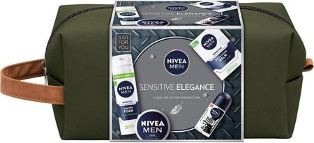 Zestaw Promocyjny Nivea Men Sensitive Elegance, antyperspirant Black&White, 50 ml + krem, 75 ml + pianka do golenia, 200 ml + balsam po goleniu, 100 m
