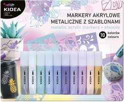 Zdjęcie Markery Akrylowe Metaliczne 10 Kolorów Z Szablonami - Łask