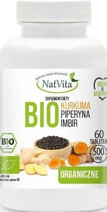 NatVitaKurkuma Bio + Imbir Bio + Pieryna Bio 500mg 60tabl