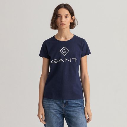 Damska Koszulka z krótkim rękawem Gant Lock UP SS T-Shirt 4200396.433 – Niebieski