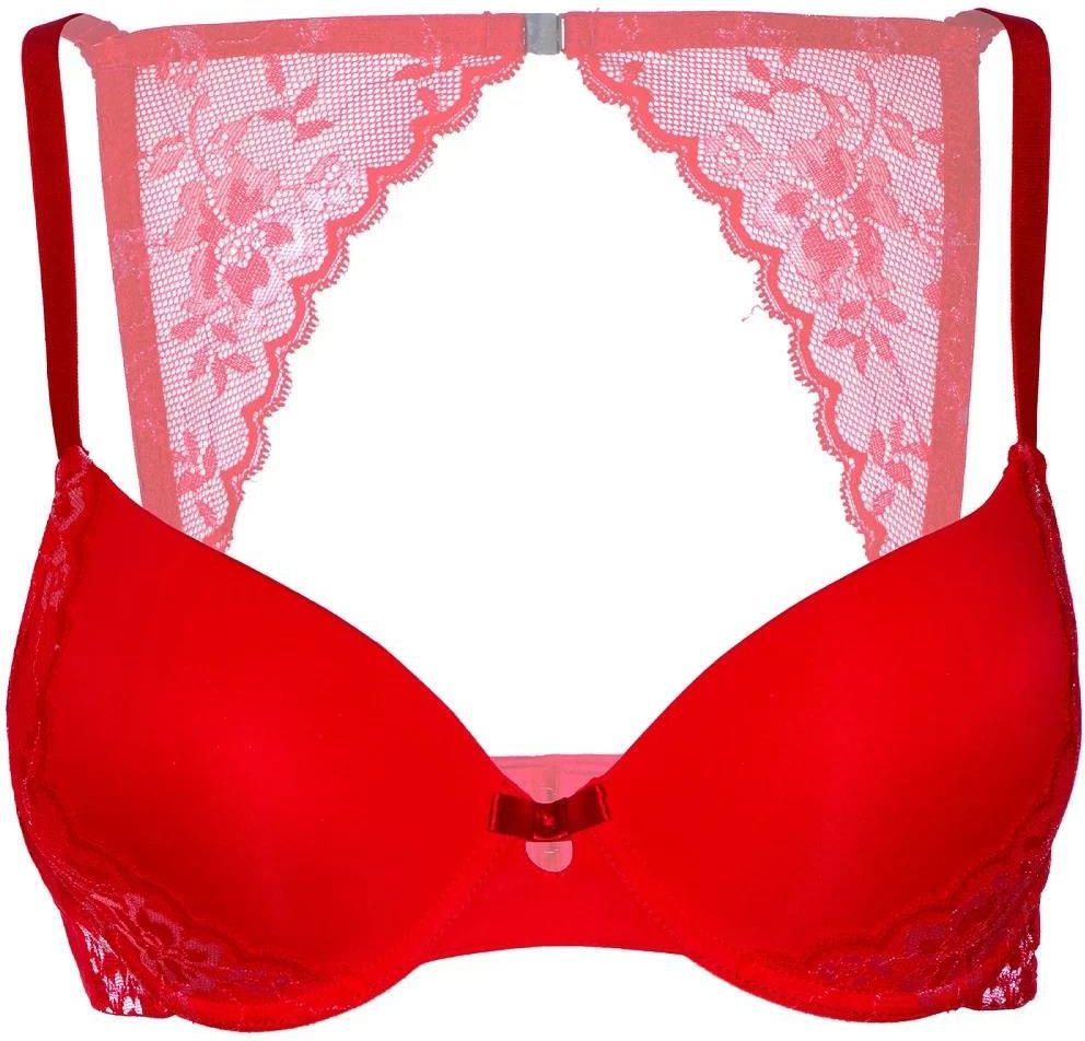 Biustonosz Push-up bra w/ lace racerback, Rozmiar: 75B, Kolor: Czerwony ...