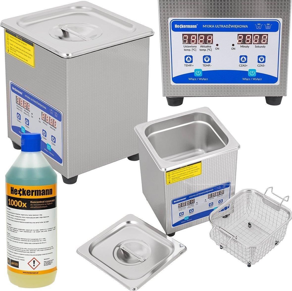 Heckermann Myjka Ultradźwiękowa Wanna 2L 160W Jp-010S + Płyn