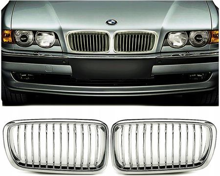 SHR GERMANY GRILL NERKI BMW 7 E38 LIFT 1999-2001 CHROM LUSTRO BMWG076CH NERKI W GRILL ATRAPY CHROM LUSTRO DLA BMW E38 LCI SERIA 7 PO LIFCIE LIFT ROK: 