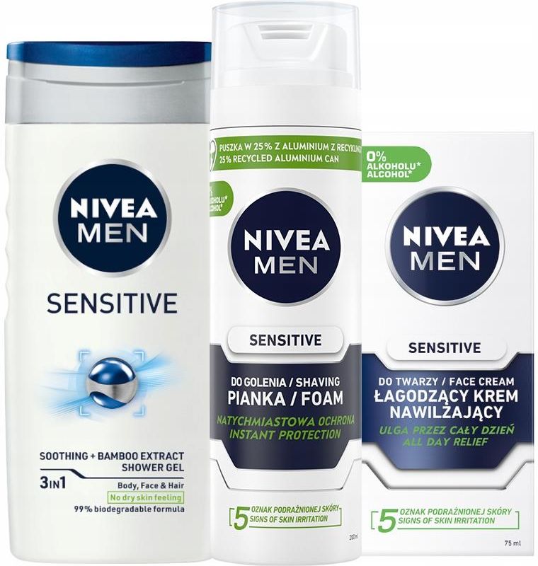 Zestaw Kosmetyków Dla Mężczyzny Nivea Men Sensitive Żel Pod Prysznic Pianka Krem Opinie I Ceny 9529