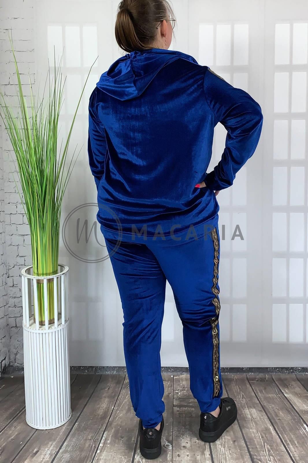 Myzem Moda Komplet Dresowy Welurowy Plus Size Velvet Niebieski 4XL - zdjęcie 1 Myzem Moda Komplet Dresowy Welurowy Plus Size Velvet Niebieski 4XL