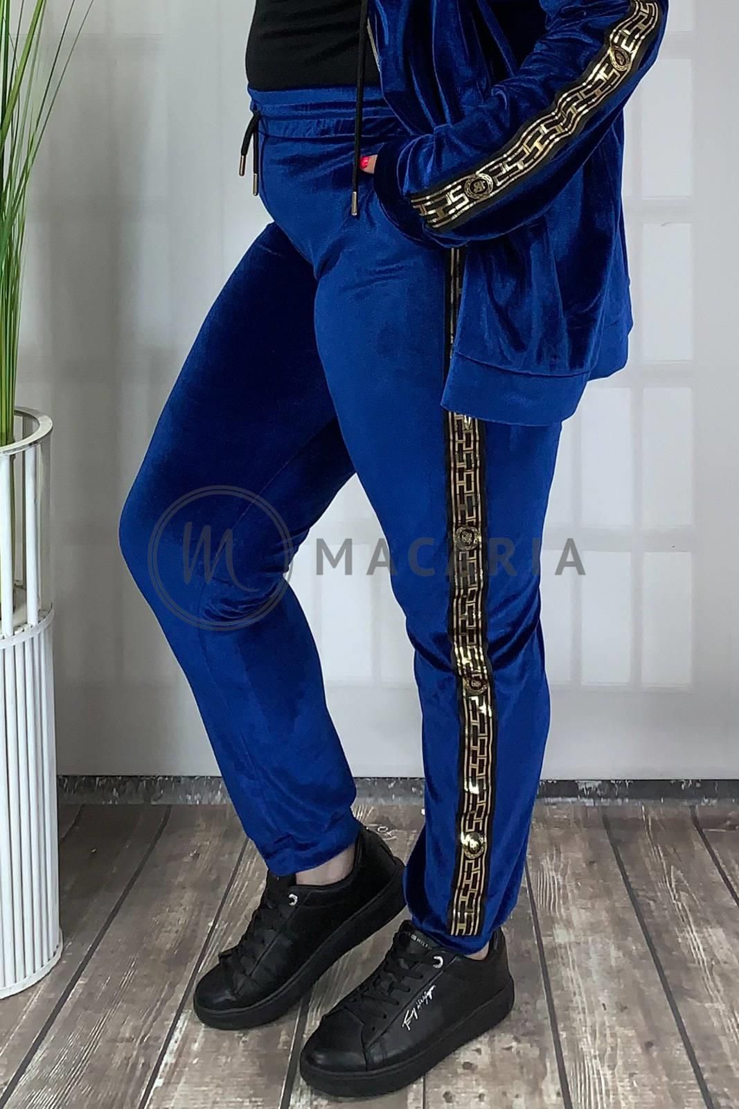 Myzem Moda Komplet Dresowy Welurowy Plus Size Velvet Niebieski 4XL - zdjęcie 4 Myzem Moda Komplet Dresowy Welurowy Plus Size Velvet Niebieski 4XL