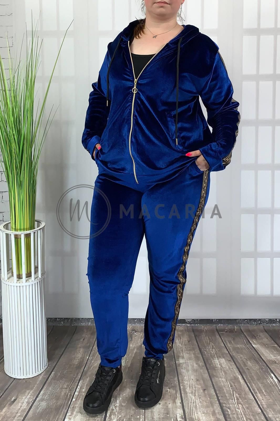 Myzem Moda Komplet Dresowy Welurowy Plus Size Velvet Niebieski 4XL - zdjęcie 5 Myzem Moda Komplet Dresowy Welurowy Plus Size Velvet Niebieski 4XL