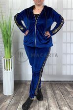Myzem Moda Komplet Dresowy Welurowy Plus Size Velvet Niebieski 4XL