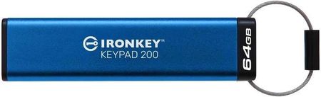 Kingston Technology IronKey Keypad 200 64GB USB Typu-A 3.2/3.1 Niebieski (IKKP20064GB)