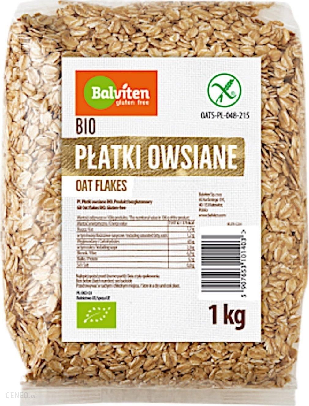 Balviten Bio Płatki Owsiane 1kg Ceny i opinie Ceneo.pl