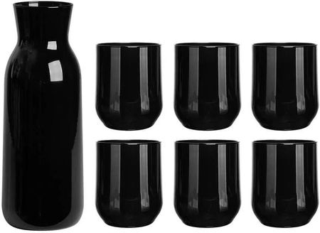 Zestaw czarna karafka szklana 1000 ml + 6 czarnych niskich szklanek 300 ml Glasmark