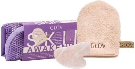GLOV Zestaw prezentowy Skin Awakening Set: Rękawica do oczyszczania i demakijażu twarzy + Kwarcowy kamień do masażu twarzy Gua Sha + kosmetyczka