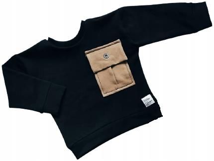 Bluza XL czarna z kieszonką karmelową