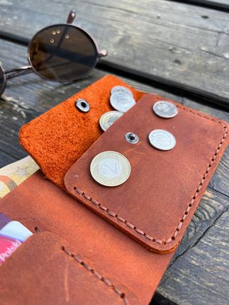 Skórzany portfel męski z kieszenią na monety