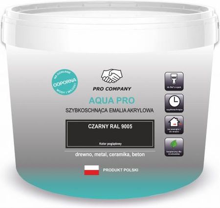 Pro Company Aqua Emalia Szybkoschnąca 10l Czarny Połysk RAL9005