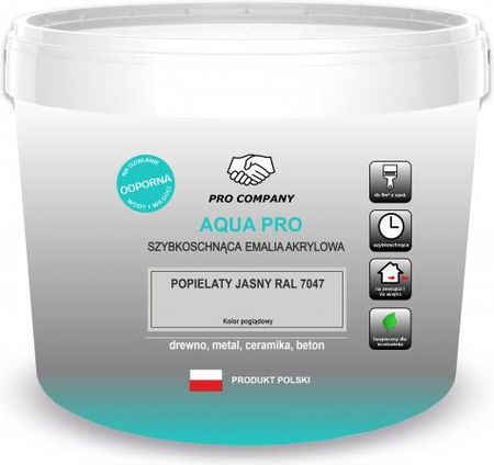 Pro Company Aqua Emalia Szybkoschnąca 10l Popielaty Jasny RAL7047