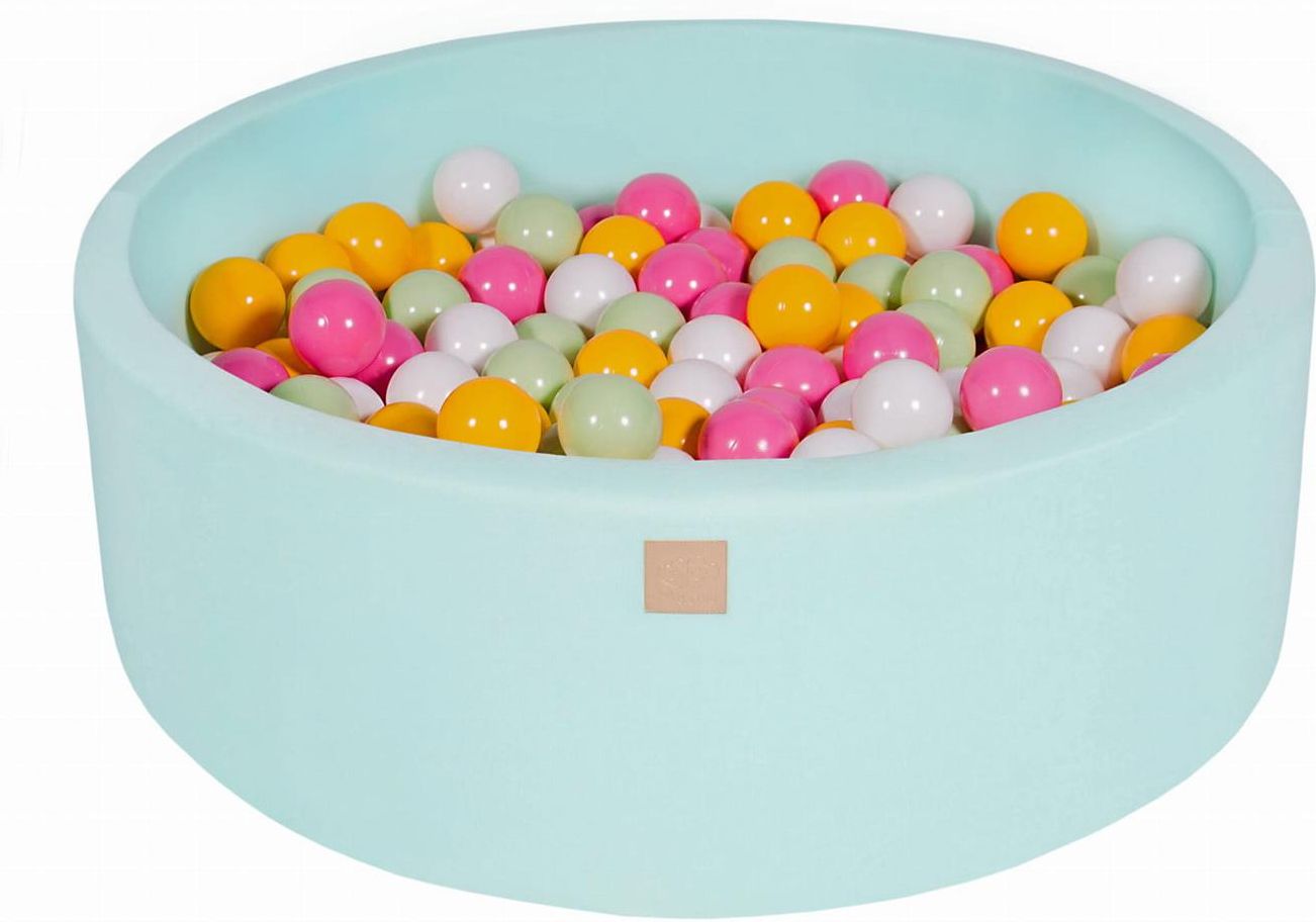 MEOWBABY Piscine à Balles en Mousse Douce Ronde 90x30cm avec 200 balles