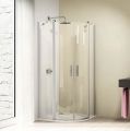 Drzwi prysznicowe Huppe 501 Design elegance drzwi skrzydlowe ze stałymi segmentami, 2 częściowe, promień 50 cm biały przezroczyste Anti-Plaque 90 cm 8E1702055322 - zdjęcie 1