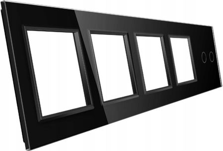 Livolo Panel Szklany Podwójny 4 Gniazda Czarny 702GGGG62
