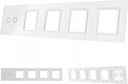 Livolo Panel Szklany Podwójny 4 Gniazda Biały VL702GGGG61
