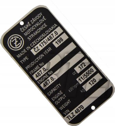 Barter Tabliczka Znamionowa Jawa Cz 175 Typ 487 003-0001-167