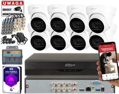DAHUA ZESTAW MONITORINGU 8 KAMER 8MPX HAC-HDW1800TL-A-0280B ANALITYKA WIZSENSE MIKROFON