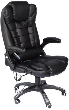 Fotel biurowy skóra eko z masażem czarny