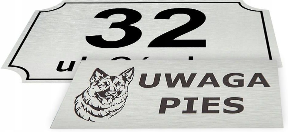 Printima Zestaw Tabliczka Na Dom Adresowa Numer Uwaga Pies Inox - zdjęcie 9 Printima Zestaw Tabliczka Na Dom Adresowa Numer Uwaga Pies Inox