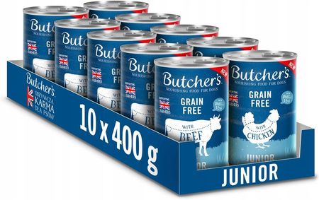 Butcher'S Orignial Junior Mix kawałki z kurczakiem i wołowiną w galaretce 10x400g