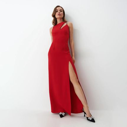 Mohito - Elegancka sukienka maxi z rozcięciem - Czerwony